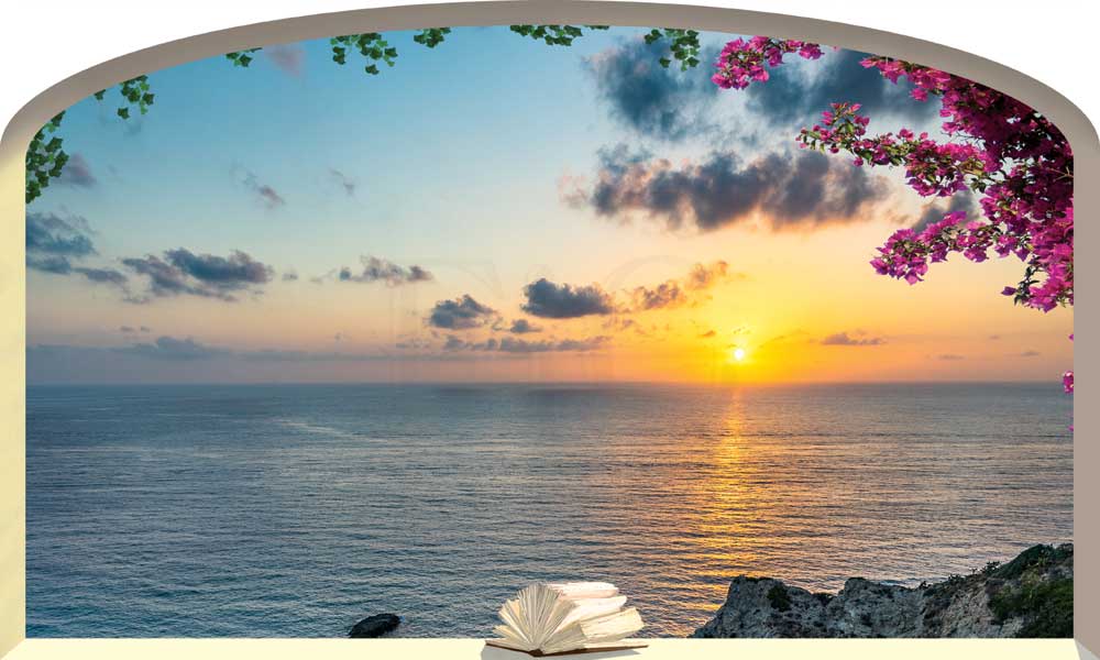 Feritoia ad arco sul mare al tramonto - SCG-BIG266