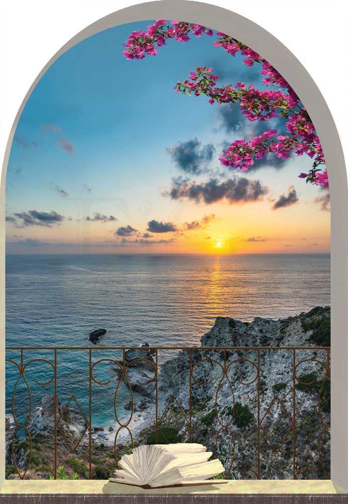 Finestra ad arco sul mare al tramonto - SCG-F784