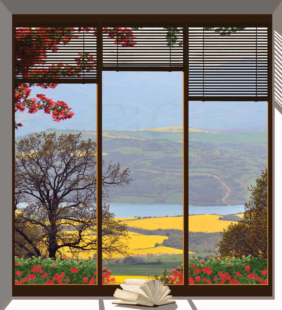Vetrata su un paesaggio campestre - WS-VETR-141