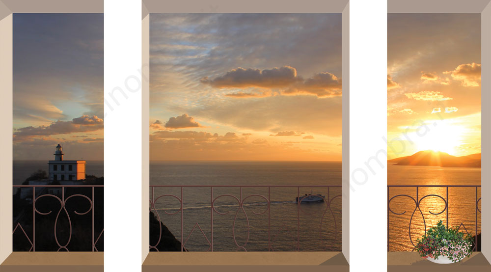 Tre feritoie su Capo Miseno al tramonto - BIG102