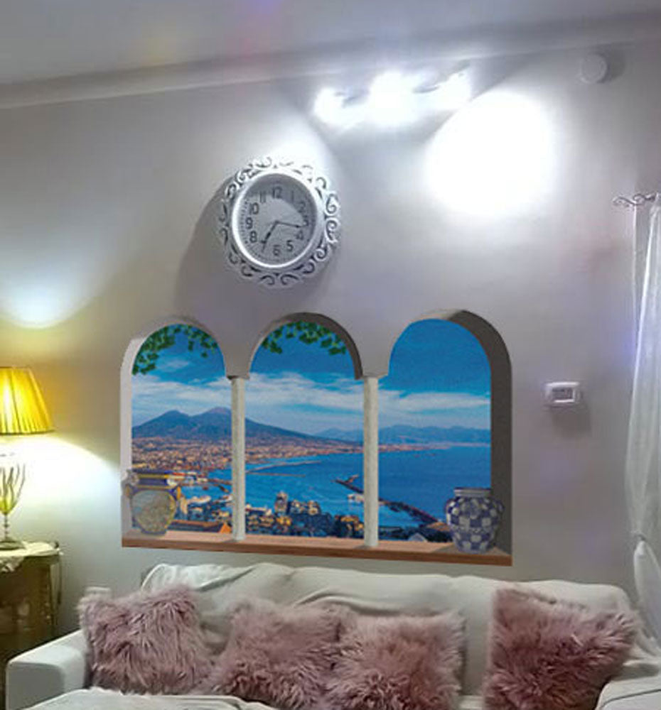 Finestra ad archi sul golfo di Napoli - F562