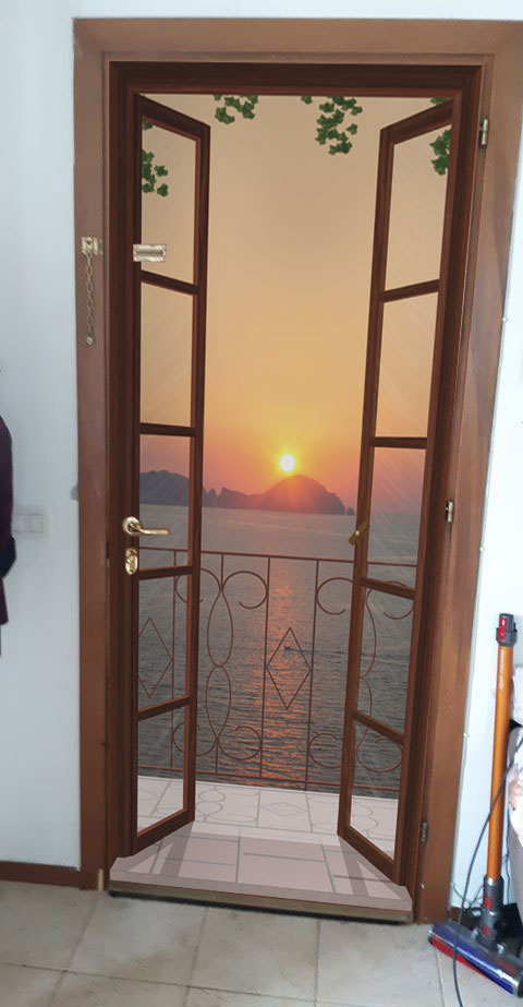 Porta finestra a Ponza al tramonto  - NG-P181