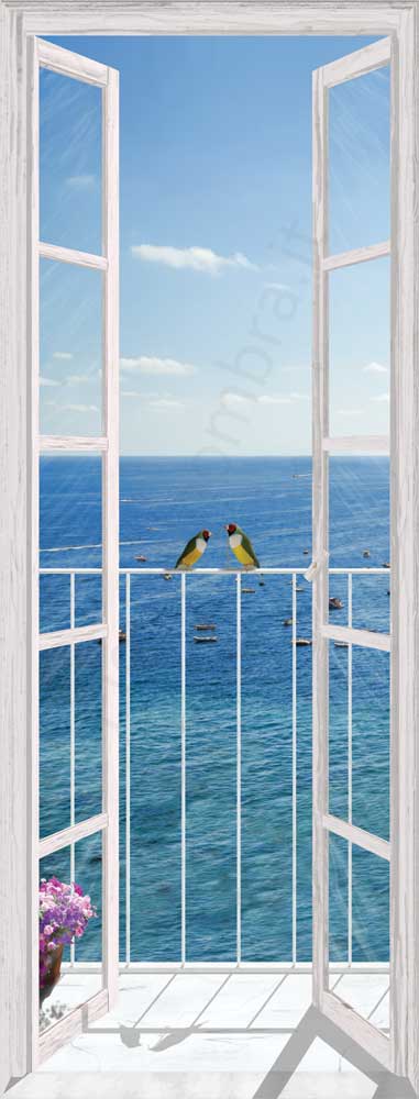 Porta Finestra sul mare con uccellini  - NG-P193