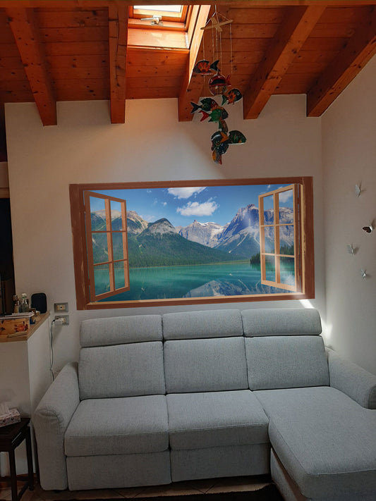 Finestra con ante aperte su lago e monti - WS-BIG275