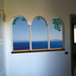 Finestra ad archi sul mare con sfondo Capri - SCG-F522